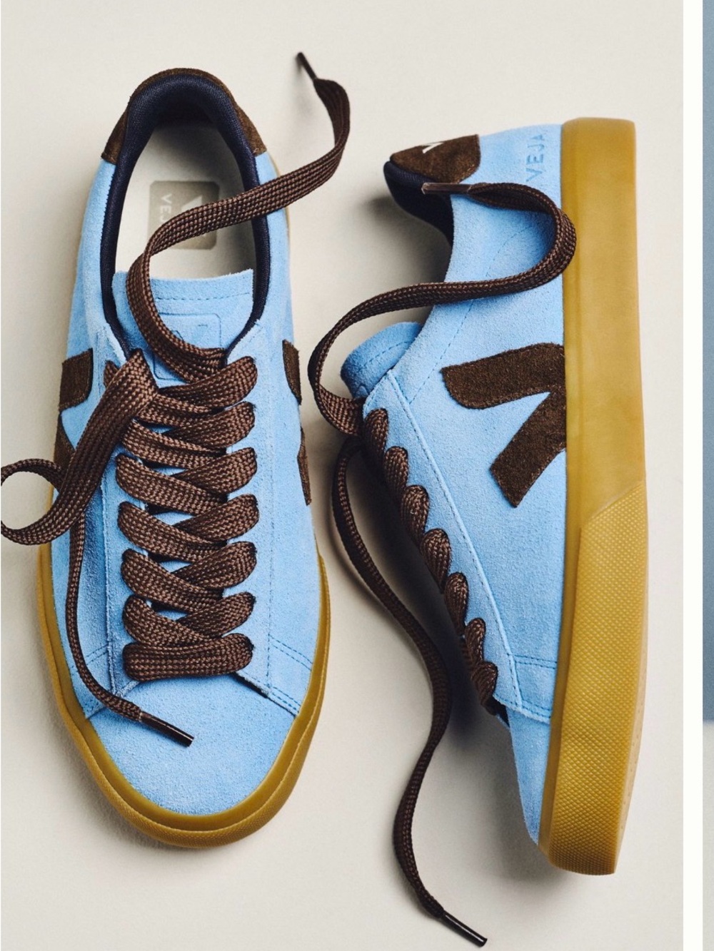 Women’s Veja Sneakers in Light Blue and Brown. SZ 40